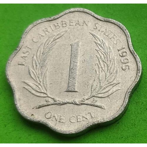Брит. Вост. Карибы (Вост. Карибские территории) 1 цент 1995 г. (ранний тип, волнистая)