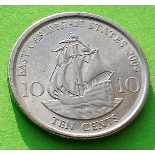 Брит. Вост. Карибы (Вост. Карибские территории) 10 центов 2009 г. (корабль)