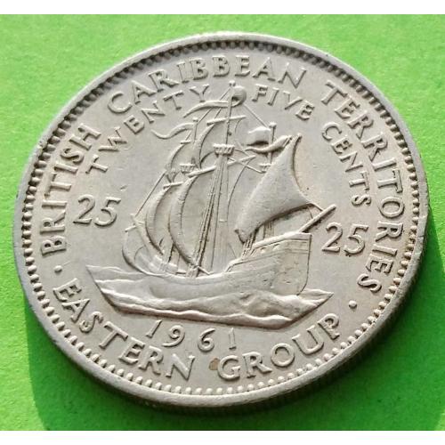 Брит. Вост. Карибы (Восточно-Карибские территории) 25 центов 1961 г. (корабль)