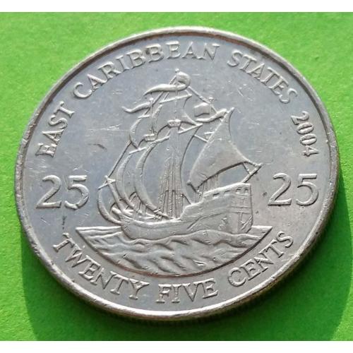 Брит. Вост. Карибы (Восточно-Карибские территории) 25 центов 2004 г. (корабль)