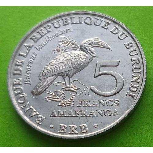 Бурунди 5 франков 2014 г. (птичка 1)