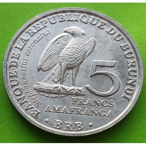 Бурунди 5 франков 2014 г. (птичка 2)