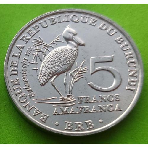 Бурунди 5 франков 2014 г. (птичка 6)