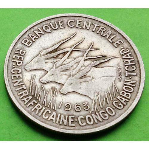 Центрально-Африканские штаты (ЦАР, Конго, Габон, Чад) 50 франков 1963 г.