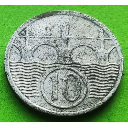 Цинк - Богемия и Моравия (Чехословакия) 10 геллеров 1941 г. - редкий номинал