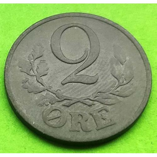 Цинк - Дания 2 эре 1942 г. (немецкая оккупация) - хорошее состояние