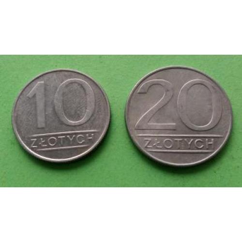 Две монеты - Польша 10+20 злотых 1987 г.