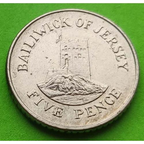 Джерси 5 пенсов 1990 г. (ранний портрет, маленькая)