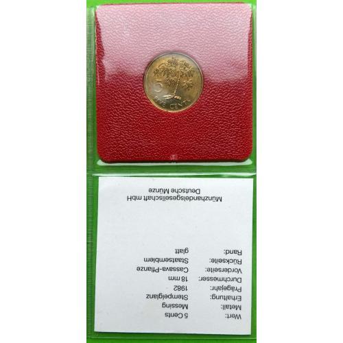 ФАО - Сейшельские острова 5 центов 1982 г. - без надписи над номиналом (с сертификатом)