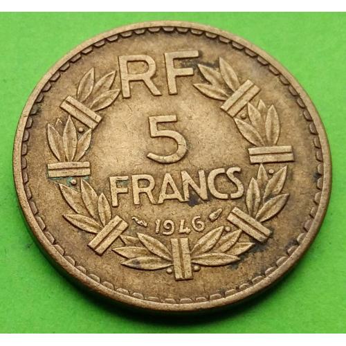 Фр. Алжир 5 франков 1946 г. (металл - бронза)