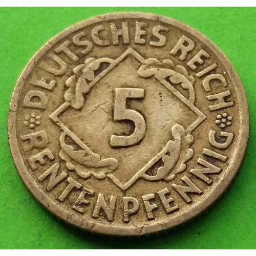 Германия 5 рентенпфеннигов 1924 г. (D)