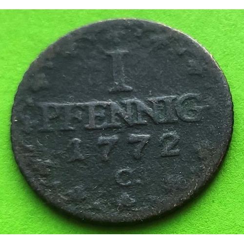 Германия (Саксония) 1 пфенниг 1772 г.