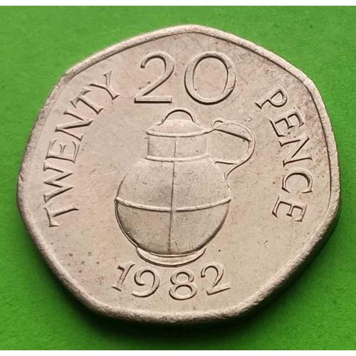 Гернси 20 пенсов 1982 г. (ранний тип, кувшин)