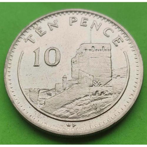 Гибралтар 10 пенсов 1989 г. - размером побольше, хорошее состояние
