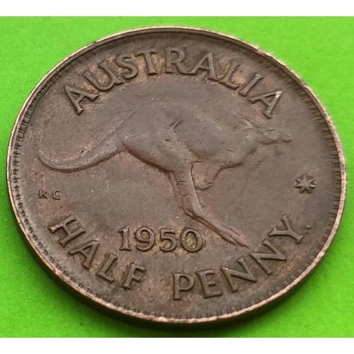 Хорошее состояние - Австралия 1/2 пенни 1950 г. (Георг VI - уже не император)