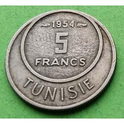 Хорошее состояние - Тунис 5 франков 1954 г.