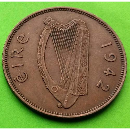 Ирландия 1 пенни 1942 г. - нечастый год, хорошее состояние