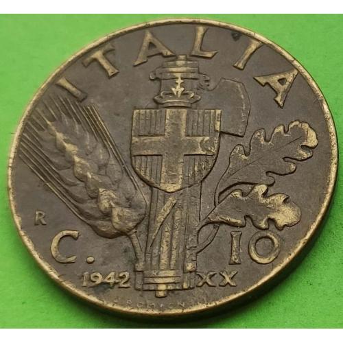 Италия 10 чентезимо 1942 г.