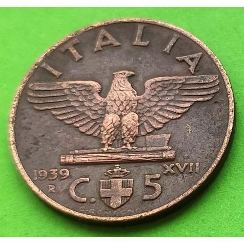 Италия 5 чентезимо 1939 г.