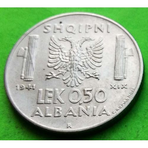 Итальянская Албания 0,50 лека 1941 г. (магнитная)