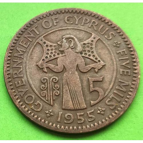 Кипр 5 центов 1955 г. (Елизавета II)