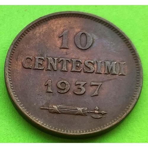 Красивая - Сан-Марино 10 чентезимо 1937 г.