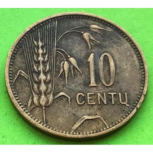 Литва 10 сенти 1925 г. - редкая эмиссия