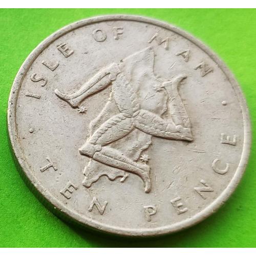 Мэн 10 пенсов 1976 г. (с картой острова)