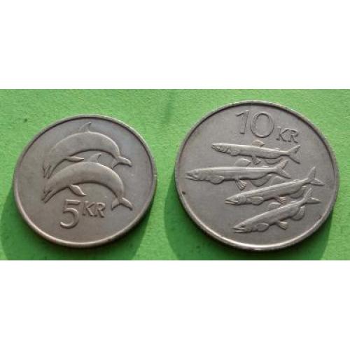 Может кому-то это надо - две монеты Исландии 5 и 10 крон 1980-х гг.