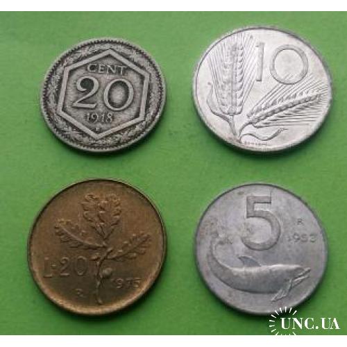 Может кому-то это надо - Италия 20 чентезимо 1918 г. + три монеты