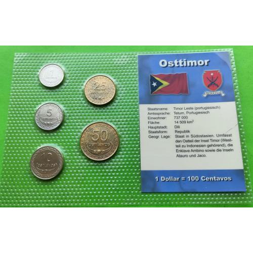 Набор монет в блистере - Восточный Тимор 1-50 сентаво 2000-х гг. 
