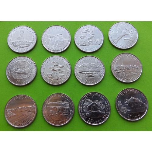 Набор монет - Юб. Канада 12 штук по 25 центов 1867-1992 гг. (125 лет Конфедерации) - Елизавета II