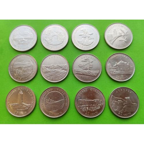 Набор монет - Юб. Канада 12 штук по 25 центов 1867-1992 гг. (125 лет Конфедерации) - Елизавета II