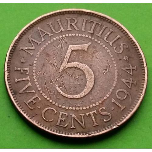 Не красавица, но редкая - Маврикий 5 центов 1944 г. (Георг VI)