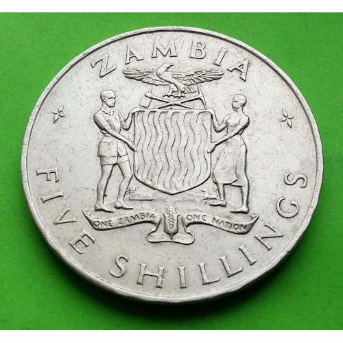 Нечастая - Замбия 5 шиллингов 1966 (1965) г. (Первая Годовщина Независимости)