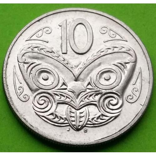 Новая Зеландия 10 центов 1987 г. (второй портрет - пореже) 