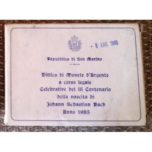 Очень полезная коробочка - Сан-Марино банковская упаковка для серебряных 500 и 1000 лир 1985 г.