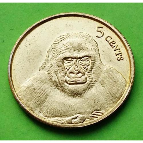 Одна монета из редкой серии "Обезьяны" - Кирибати 5 центов 2003 г.