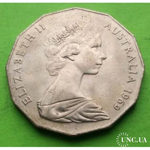 Отличное состояние - Австралия 50 центов 1969 г. (первый портрет)