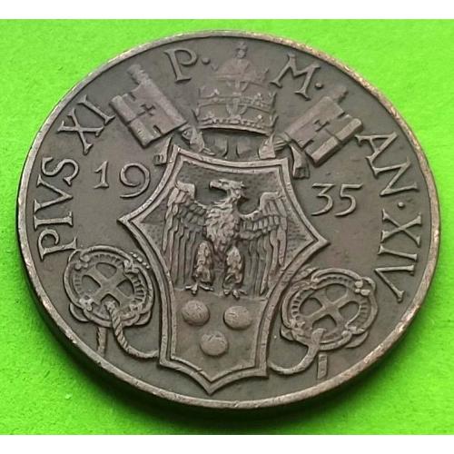 Отличное состояние - бронза - Ватикан 10 чентезимо 1935 г.