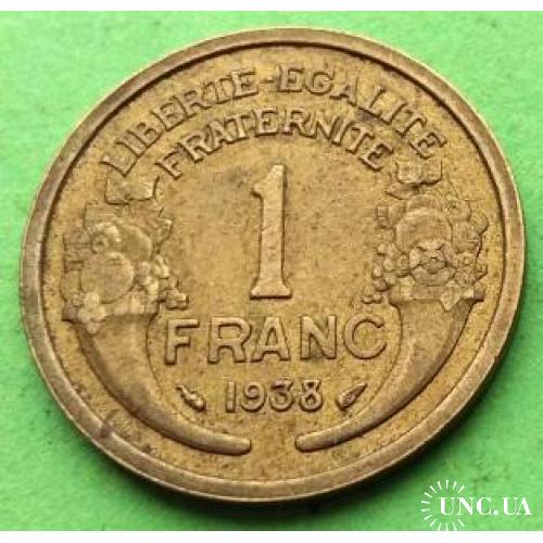 Отличное состояние - Франция 1 франк 1938 г.