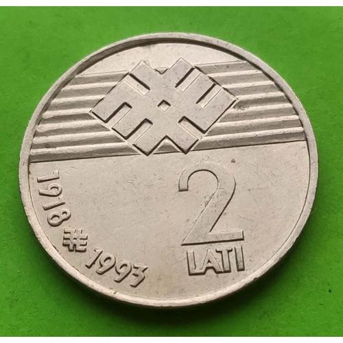 Отличное состояние - юб. Латвия 2 лата 1993 г. (75 лет Республике)