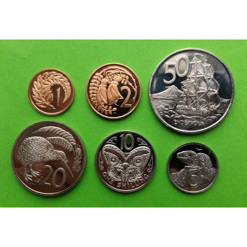 Пруф (пруфлайк?) - набор монет шесть штук - Новая Зеландия 1-2-5-10-20-50 центов 1967 г.