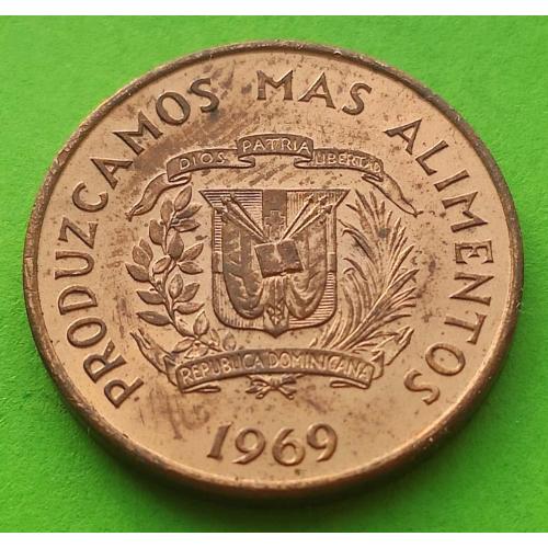 Редкая - Доминиканская Республика 1 сентаво 1969 г.