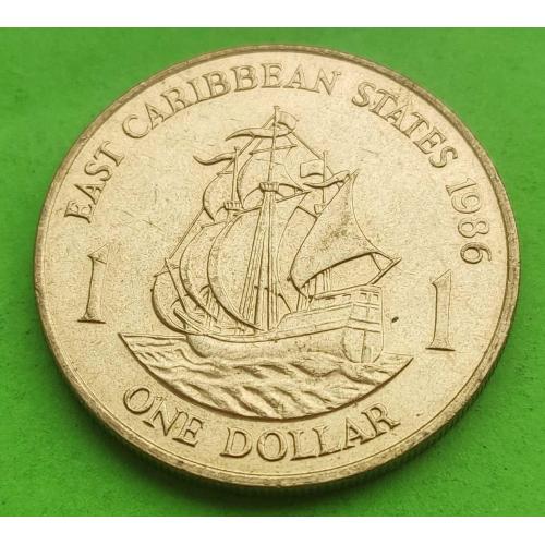 Редкая эмиссия - Брит. Вост. Карибы (Восточно-Карибские территории) 1 доллар 1986 г.
