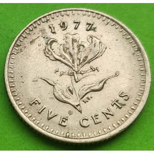 Редкая эмиссия - Родезия 5 центов 1977 г. (номинал под цветком)