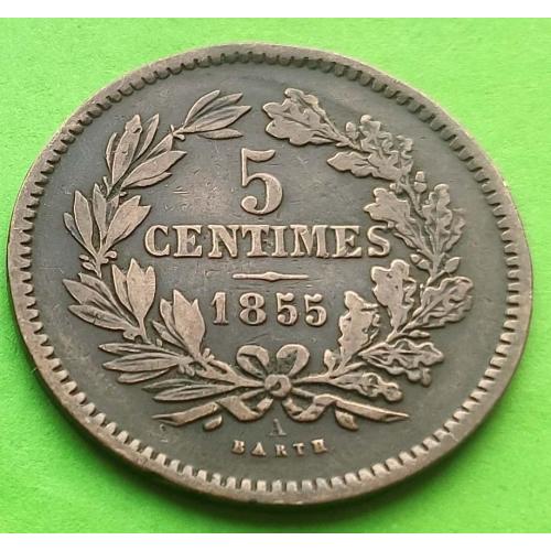 Редкая - Люксембург 5 сантимов 1855 г.