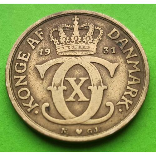 Редкий год - Дания 1 крона 1931 г. (тираж 540 000 экз.)