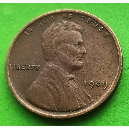 Редкий год, отличное состояние - США 1 цент 1909 г. - первый год чеканки