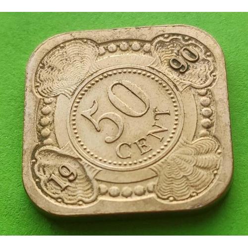 Редкий номинал - Антильские острова (Антилы) 50 центов 1990 г.